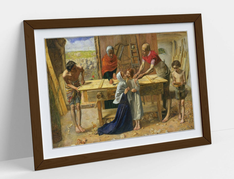 JOHN EVERETT MILLAIS CHRIST HOUSE PARENTS-ART FRAMED POSTER PICTURE PRINT- BROWN