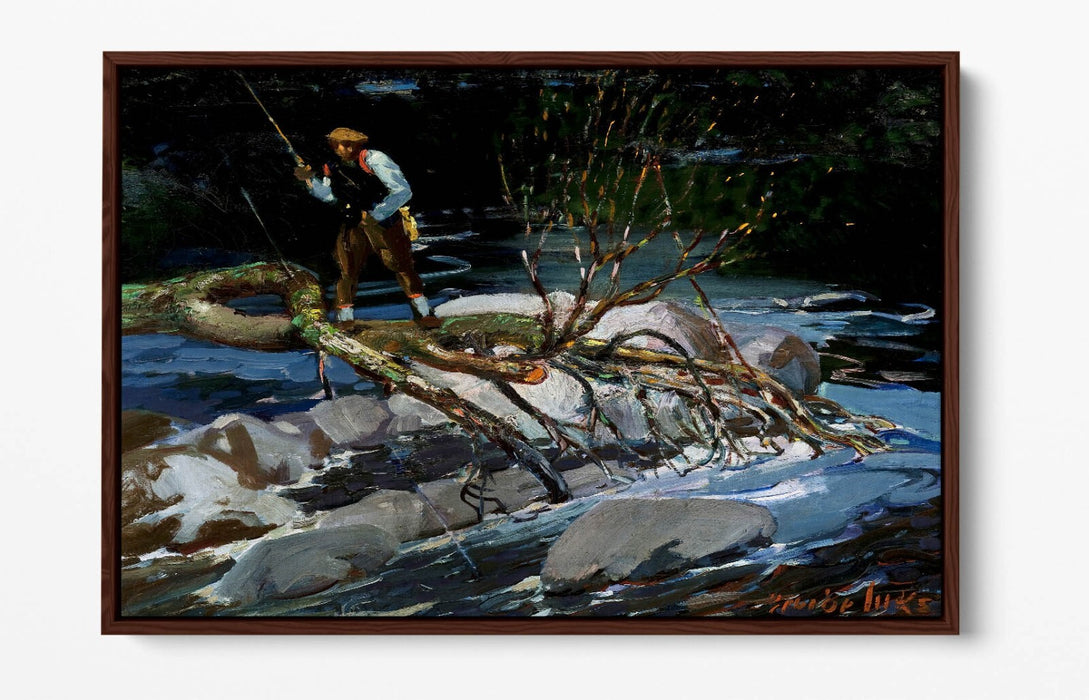 Canvas Wall Art - George Benjamin Luks Trout Fishing Painting | Premium Float Effect Frame