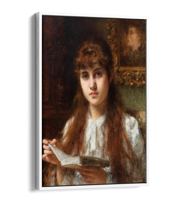 Float Effect Canvas Art - Girl Reading Handmade Canvas Print with Premium Frame