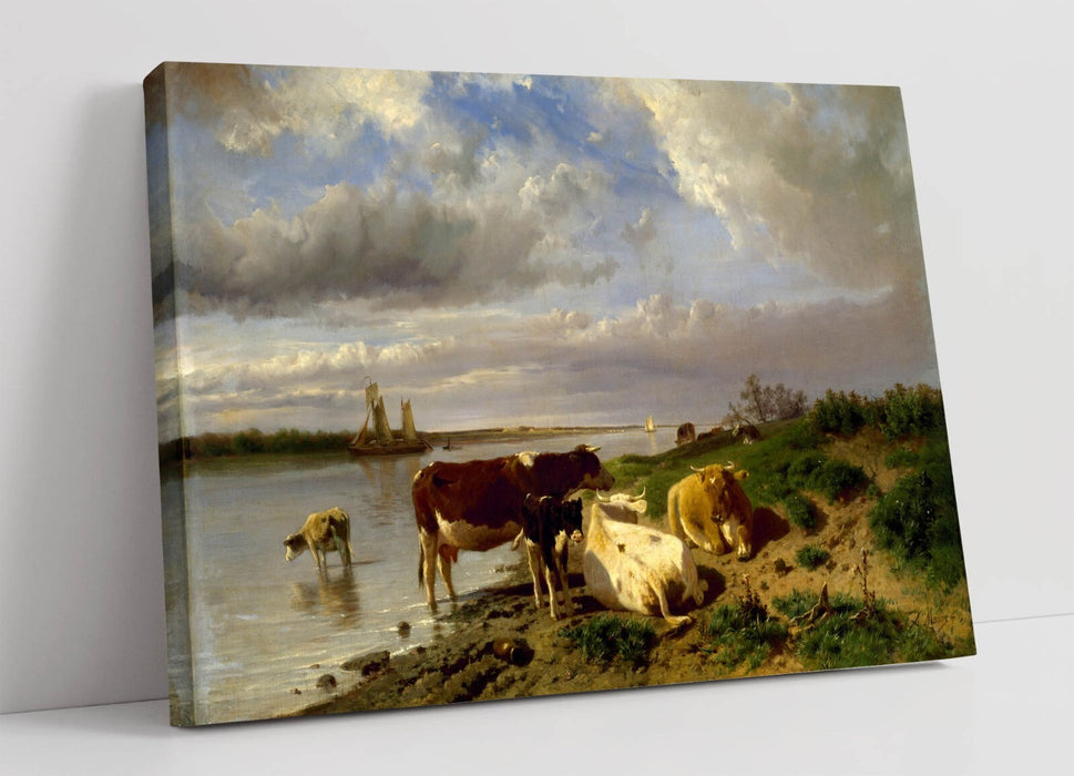 Canvas Wall Art - Anton Mauve Landscape With Cattle | Handmade Canvas Print