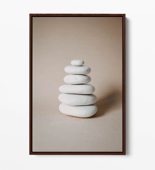 Zen Stones Wall Art – Stacked Stone Artwork Canvas With Float Effect Frame
