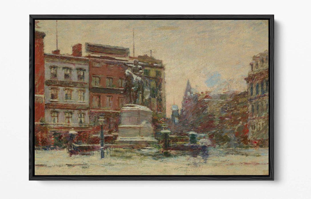 THEODORE ROBINSON, UNION SQUARE WINTER -FLOAT EFFECT CANVAS WALL ART PIC PRINT