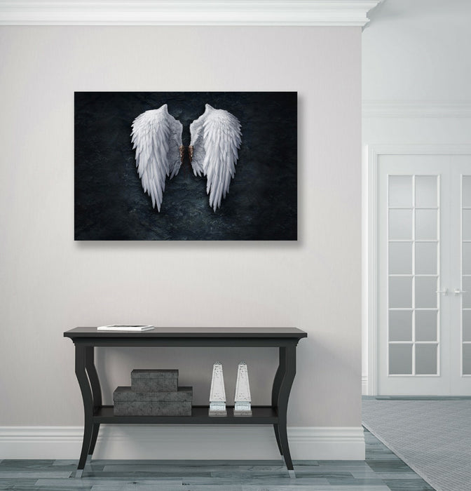 FALLEN BROKEN ANGEL WINGS BANKSY WHITE CANVAS STREET WALL ART PICTURE PRINT  XL