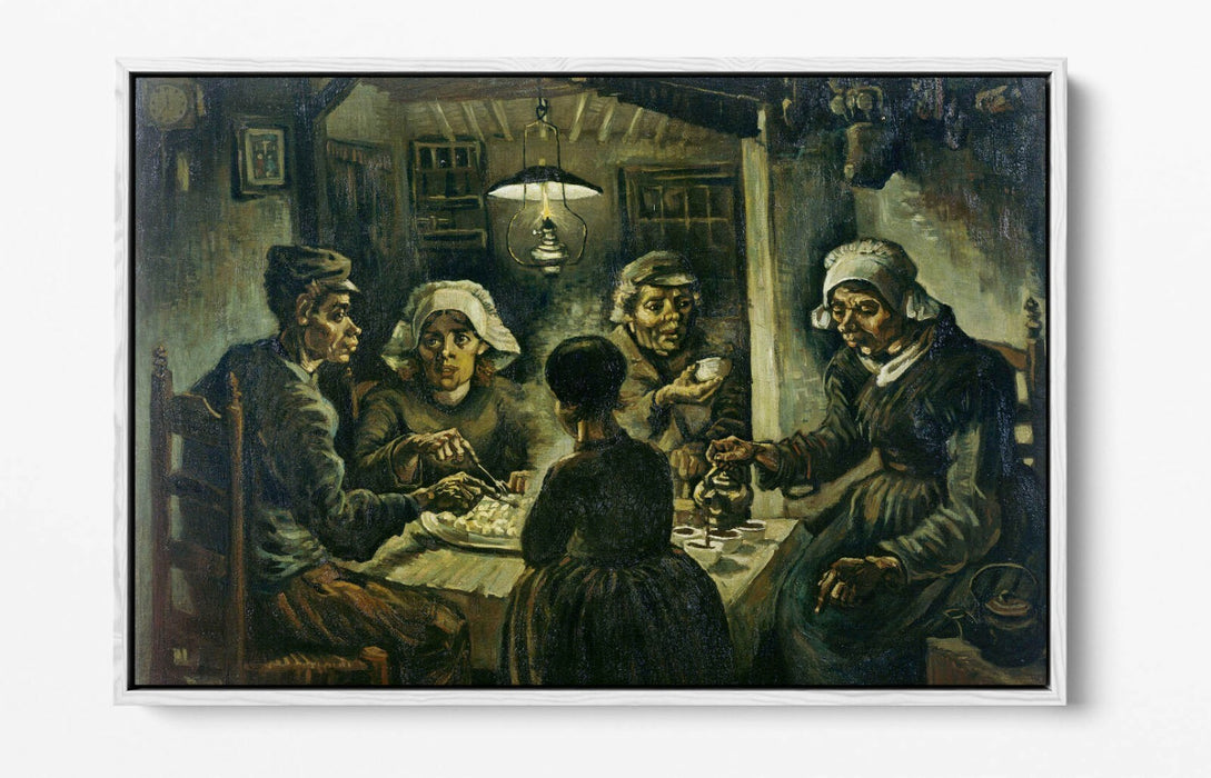 VAN GOGH POTATO EATERS -FLOAT EFFECT CANVAS WALL ART PIC PRINT- BLACK BROWN