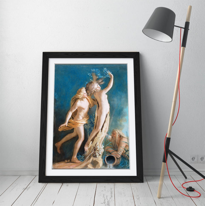 Framed Art Poster - Apollo And Daphne Wall Art Print With Wood Grain Frame