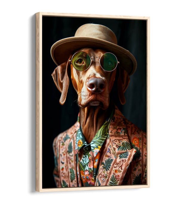 Funky Dog Canvas Art - Float Effect Canvas Wall Decor With Suit And Sunglasses