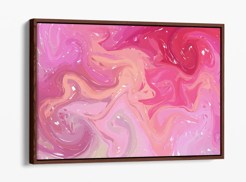 Canvas Wall Art - Pink Ombre Decor With Float Effect & Swirl Texture Print