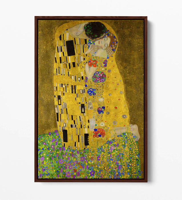 GUSTAV KLIMT, THE KISS -FLOAT EFFECT CANVAS WALL ART PIC PRINT- GOLD FAMOUS ART