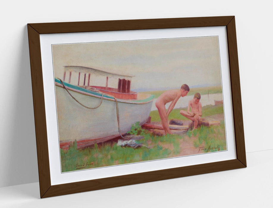 Framed Wall Art Poster - Thomas Anshutz Sand Burr Painting Print with Natural Wood Grain Frame
