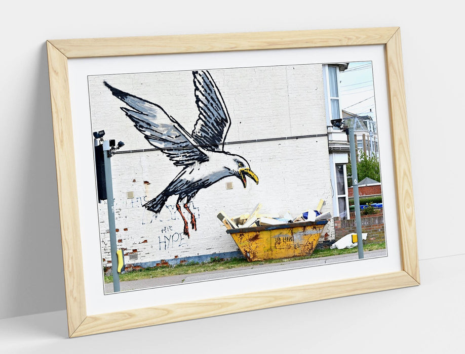 Banksy Graffiti Art Print - Framed Wall Art With Spraycation Seagull Urban Decor