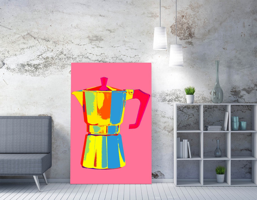 Moka Pot Poster – Colorful Coffee Wall Art | Handmade Kitchen Canvas Print