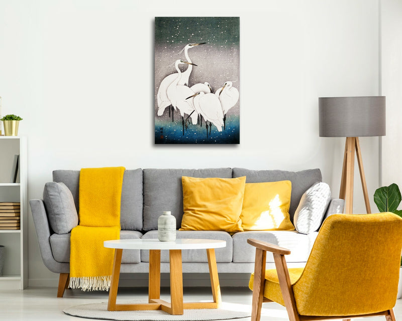 Oriental Birds Canvas Art – Japanese Crane Painting | Premium Satin Finish Wall Decor