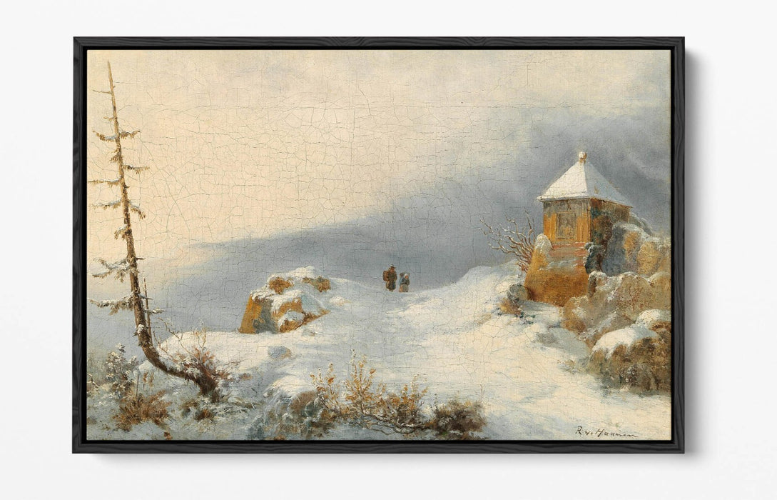 REMIGIUS ADRIANUS HAANEN, WINTER LANDSCAPE -FLOAT EFFECT CANVAS WALL ART PRINT