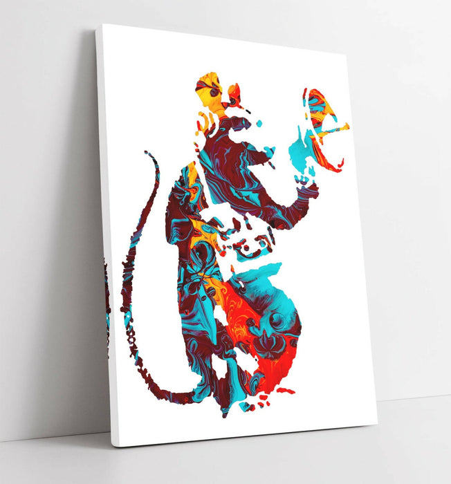 BANKSY, RADAR RAT MULTI COLOUR MARBLE -CANVAS WALL ART PRINT ARTWORK FRAMED