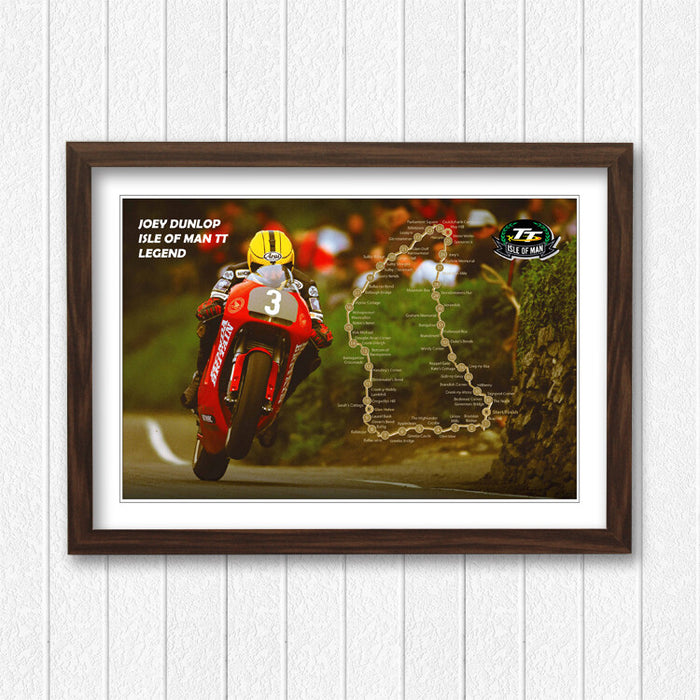Isle of Man TT Poster - Joey Dunlop Racing Legend Framed Motorcycle Art Print