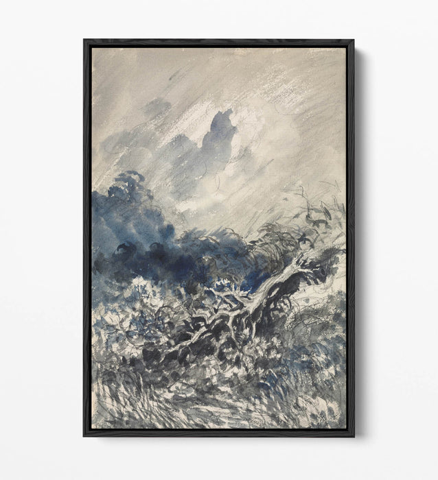 CHARLES FRANCOIS DAUBIGNY, OAK TREE AND REED -FLOAT EFFECT CANVAS WALL ART PRINT