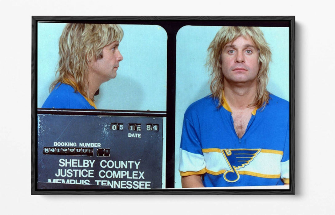 OZZY OSBOURNE MUGSHOT 1 -FLOAT EFFECT CANVAS WALL ART PIC PRINT- CYAN