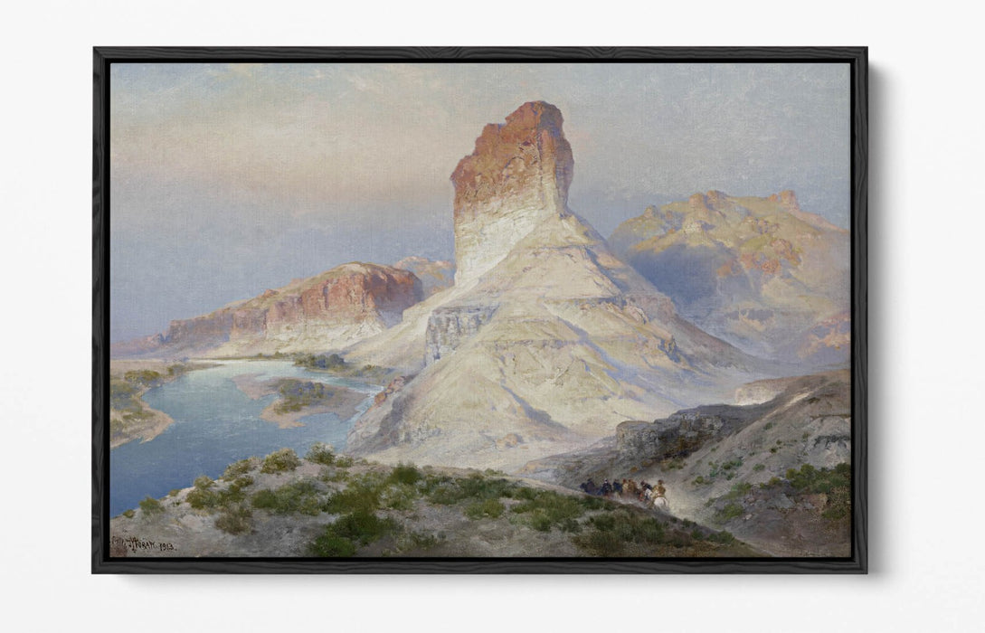 THOMAS MORAN, THE CASTLE ROCK GREEN RIVER-FLOAT EFFECT CANVAS WALL ART PIC PRINT