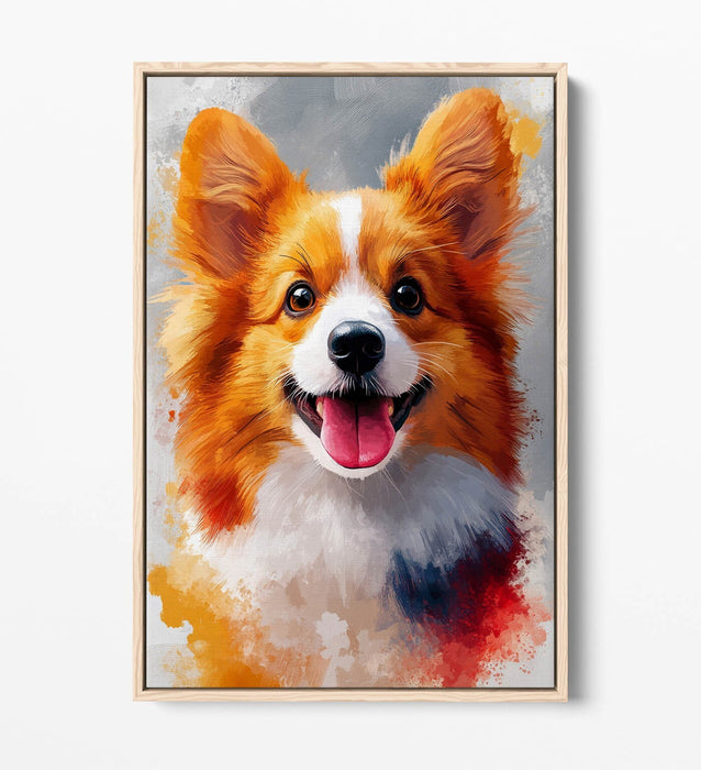 Dog Canvas Wall Art - Cute Smiling Dog Portrait With Tongue Out, Float Effect