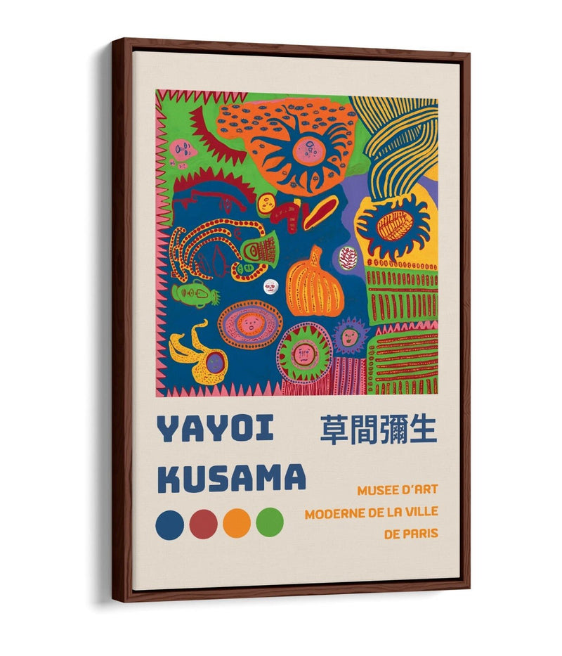 Abstract Canvas Art - Yayoi Kusama Print With Float Effect Frame | Contemporary Wall Decor