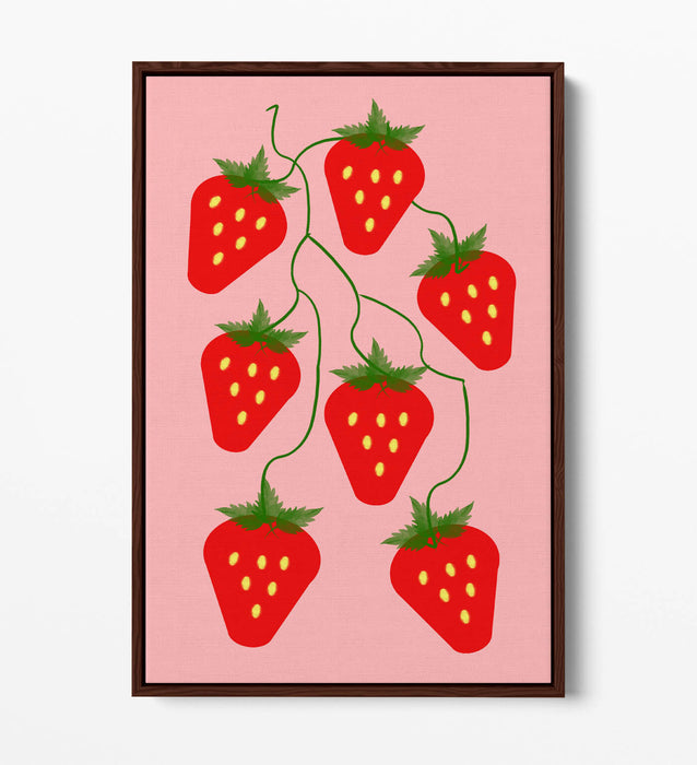 STRAWBERRIES FRUIT TRENDY MINIMALIST KITCHEN -FLOAT EFFECT CANVAS WALL ART PRINT