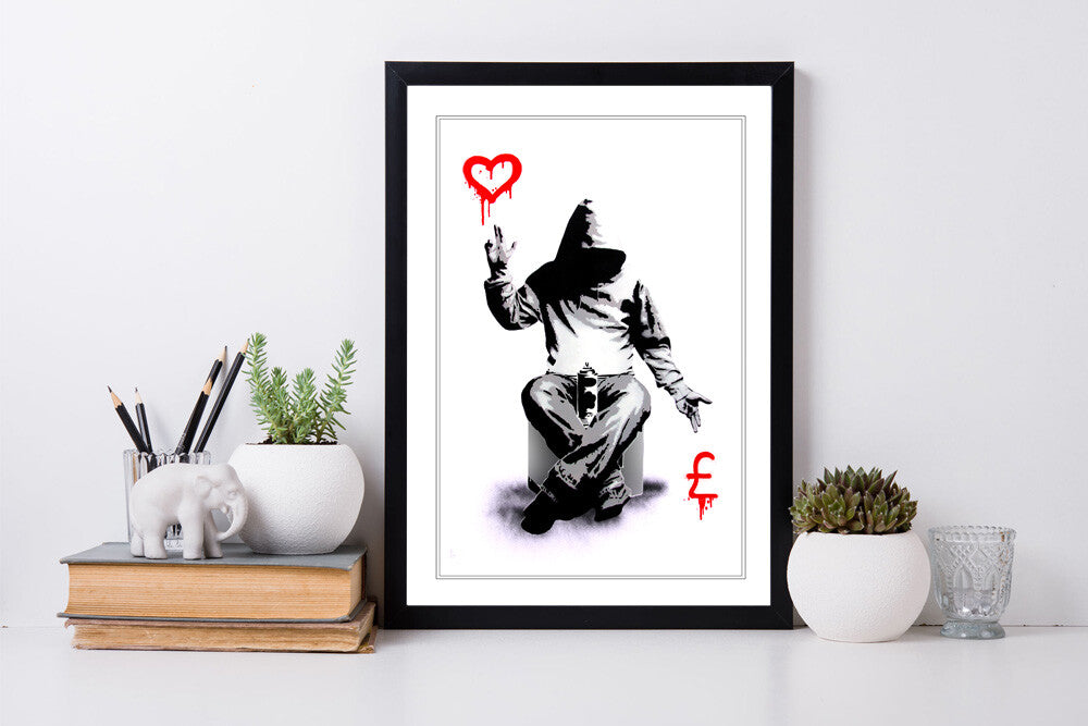 BANKSY LOVE OR MONEY GRAFFITI CANVAS WALL ART PRINT ARTWORK PAINTING DEEP FRAMED