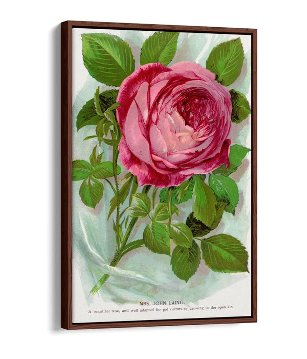 Canvas Wall Art – Pink Rose Print With Float Effect Canvas Frame – Handmade