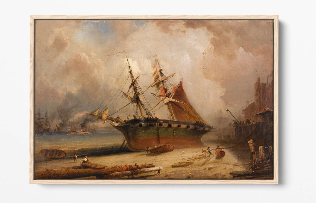 CARLO BOSSOLI, THE THAMES, LONDON -FLOAT EFFECT CANVAS WALL ART PRINT