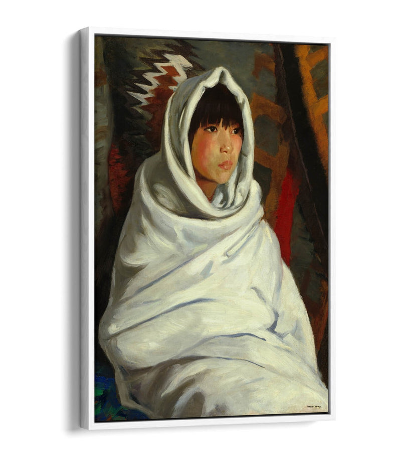 Canvas Wall Art Print - Girl in White Blanket | Handmade Float Effect Canvas