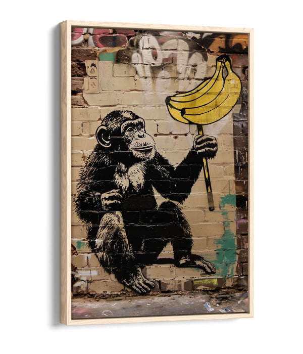 Monkey Canvas Art - Funny Banana Wall Art | Float Effect Canvas Print