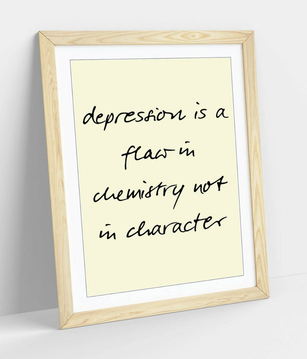 "DEPRESSION IS NOT A FLAW" POSITIVITY QUOTE -FRAMED WALL ART PICTURE PRINT