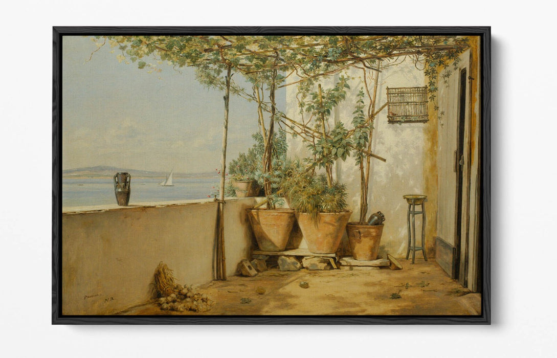 MARTINUS RORBYE, A LOGGIA FROM PROCIDA -FLOAT EFFECT CANVAS WALL ART PRINT
