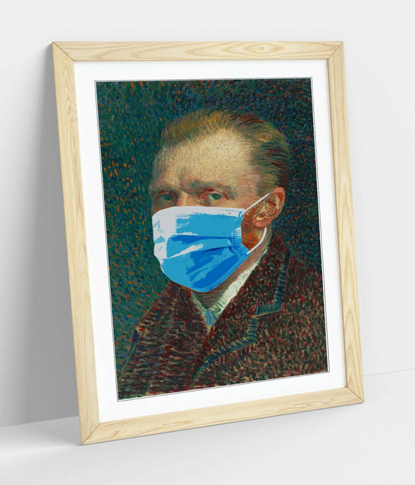 Banksy Framed Poster – Van Gogh Portrait Art Print With Faux Wood Frame