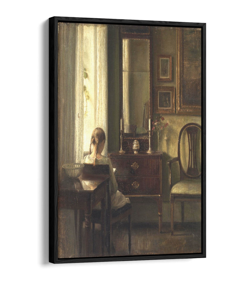 Float Effect Canvas Art - Young Girl Reading | Premium Varnish Finish, Ready To Hang