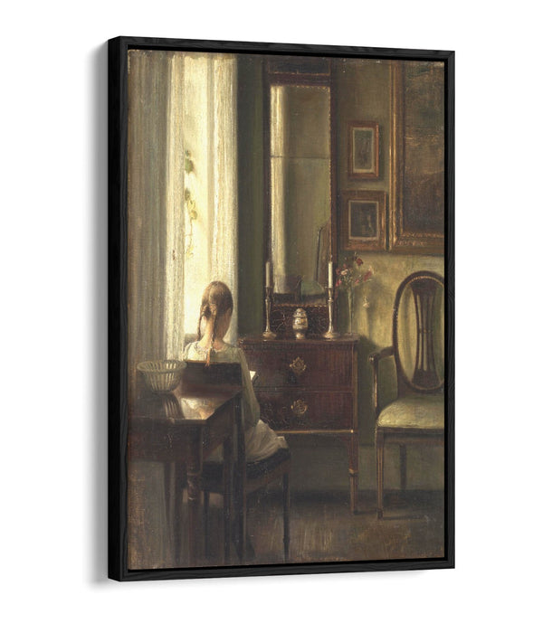 CARL HOLSOE, YOUNG GIRL READING -FLOAT EFFECT CANVAS WALL ART PIC PRINT