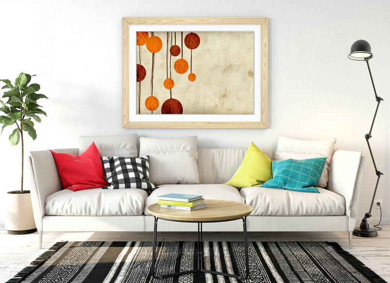 Framed Abstract Poster - Red Orange Artwork | Handmade UK Bedroom Print