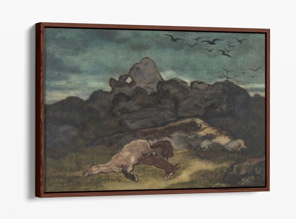 ANTOINE-LOUIS BARYE, DEAD HORSES -FLOAT EFFECT CANVAS WALL ART PRINT