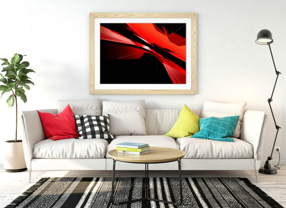Abstract Bedroom Art - Framed Wall Art Print | Red Black Modern Poster