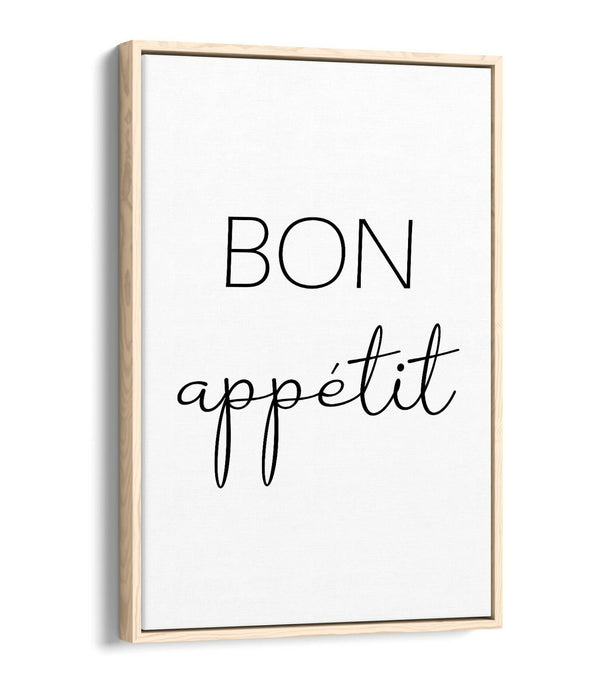 "BON APPETIT" KITCHEN FOOD QUOTE SLOGAN HOME -FLOAT EFFECT CANVAS WALL ART PRINT