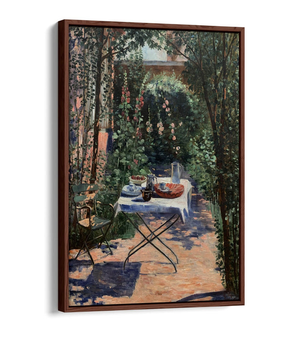 GEORGETTE AGUTTE, CAFE IN THE GARDEN -FLOAT EFFECT CANVAS WALL ART PRINT