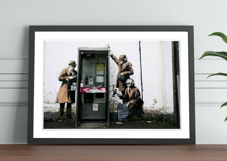 Banksy Framed Art – MI5 Spies Artwork | Handmade UK Frame | Urban Street Art Print