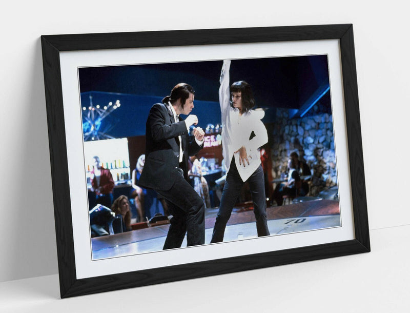 Framed Street Art Poster – Pulp Fiction Print | Banksy Monkey White Brick Artwork