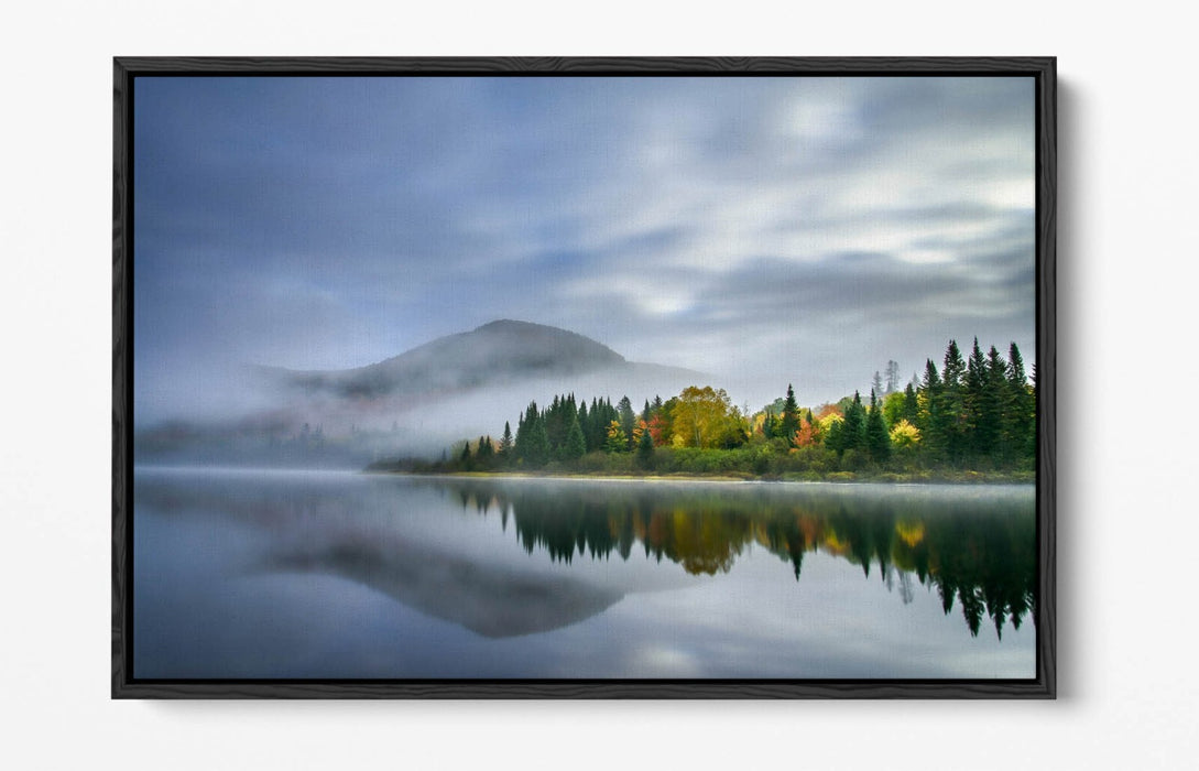 Canvas Wall Art | Lake Forest & Mountain Reflection Float Effect Print - Handmade UK
