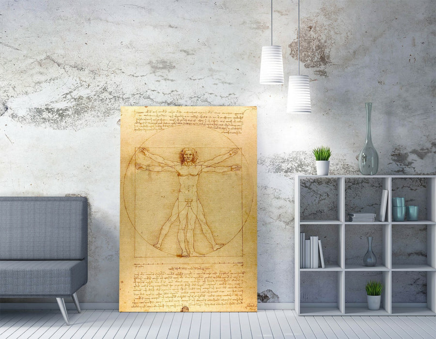 Vitruvian Man Canvas - Leonardo Da Vinci Framed Canvas Print 30mm Deep Frame