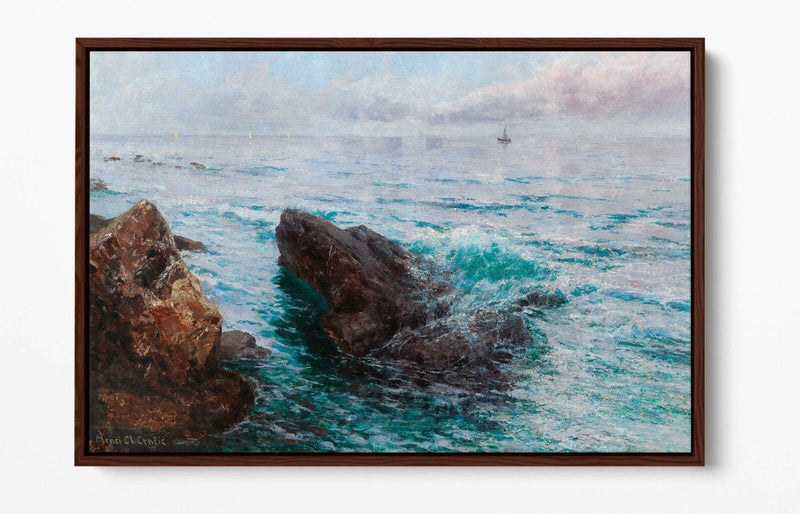 Canvas Wall Art - Coastline With Boats Float Effect | Premium 30mm Deep Frame