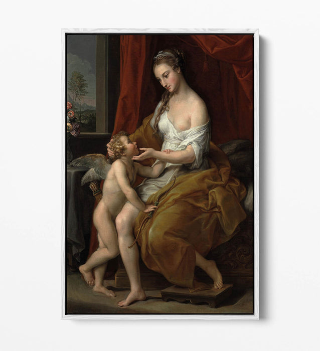POMPEO BATONI, VENUS CARESSING CUPID -FLOAT EFFECT CANVAS WALL ART PIC PRINT