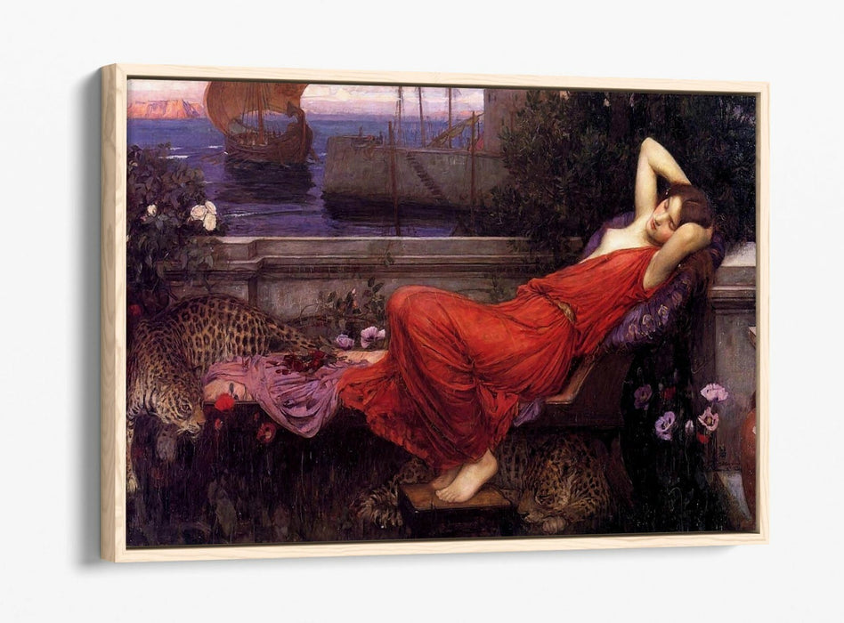 JOHN WILLIAM WATERHOUSE ARIADNE -FLOAT EFFECT CANVAS WALL ART PIC PRINT- RED