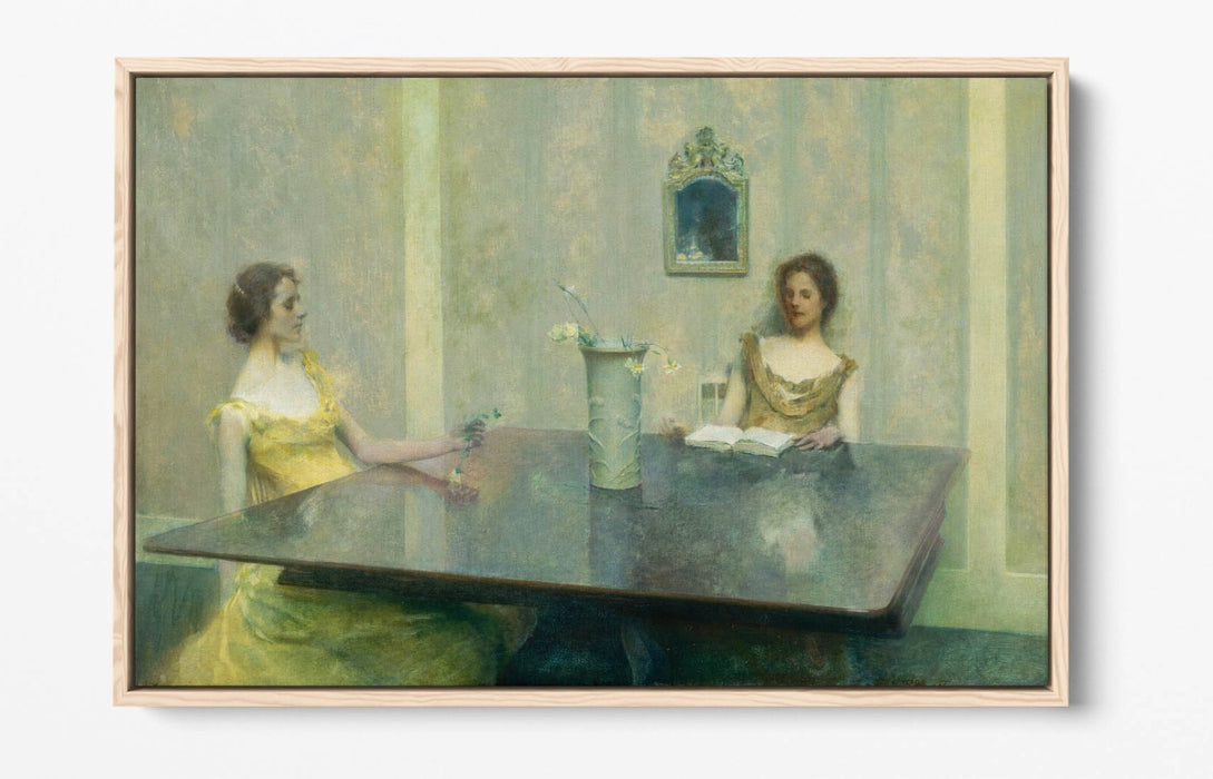 THOMAS WILMER DEWING, A READING -FLOAT EFFECT CANVAS WALL ART PRINT