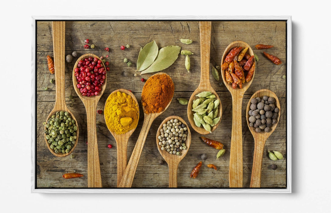 Canvas Wall Art - Herbs Spice Art On Spoons | Vibrant Kitchen Wall Decor Print