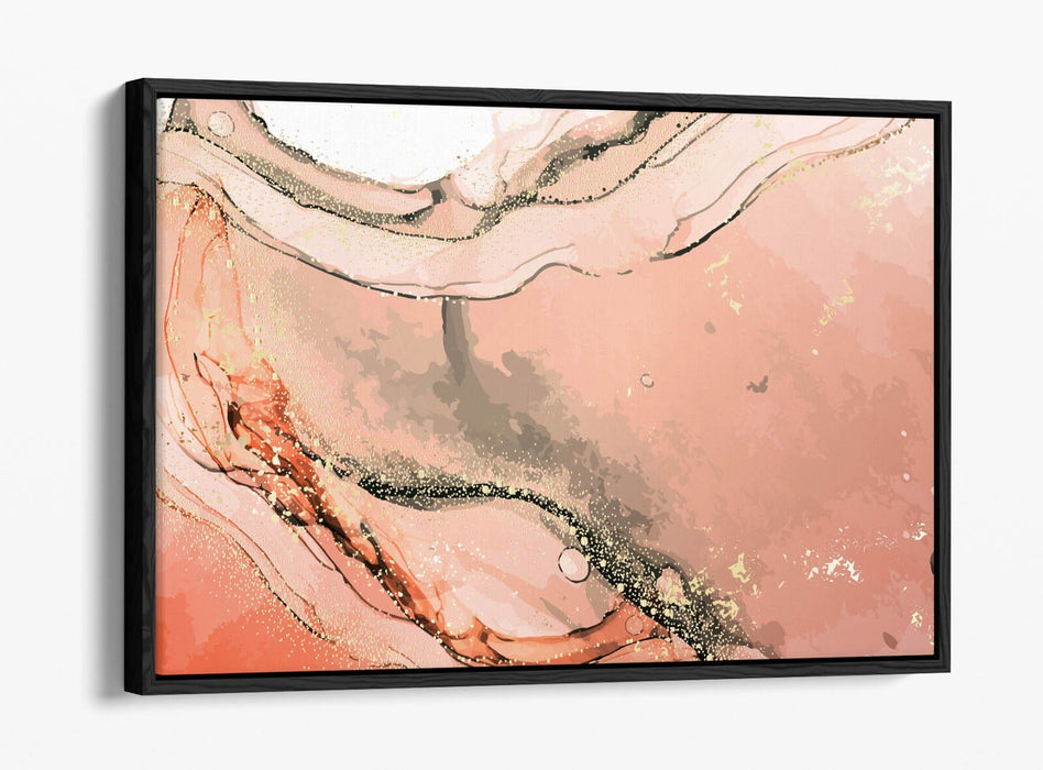 Canvas Wall Art - Abstract Marble Effect Pink Background Float Frame Print
